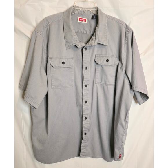 Wrangler Button Up Shirt Men's Sz 2XL Gray Short Sleeve Gorpcore Outdoor Camping - Picture 1 of 5